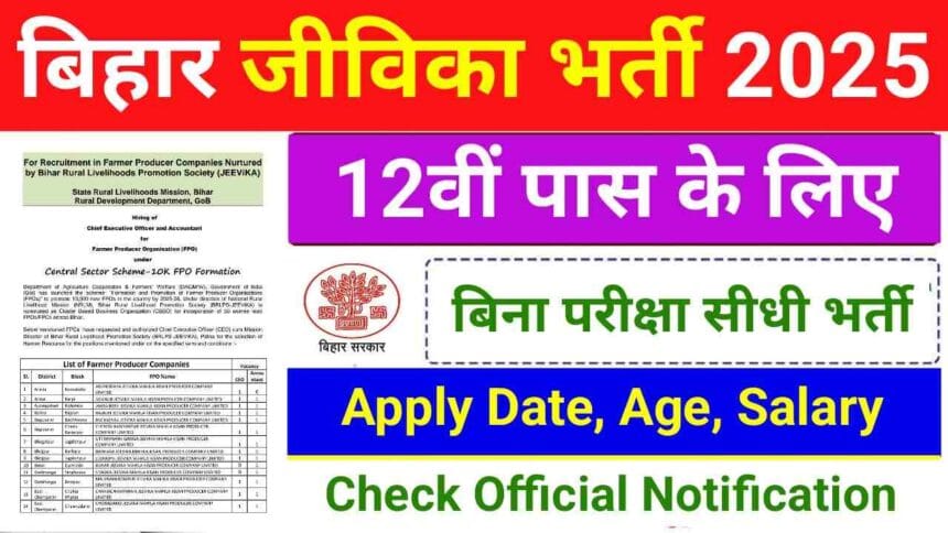 Bihar Jeevika Recruitment 2025