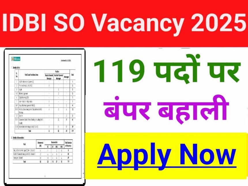 IDBI Bank SO Recruitment 2025