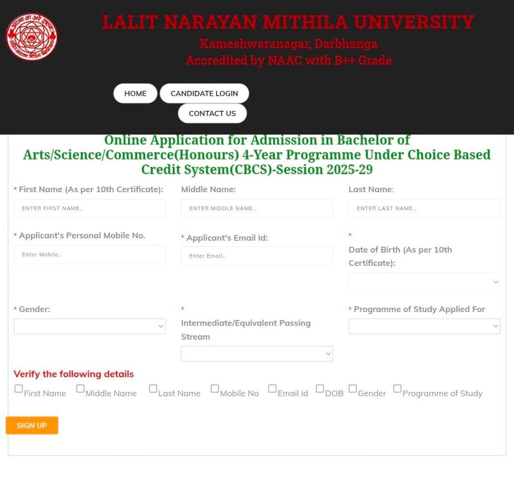 LNMU UG Admission 2025-29