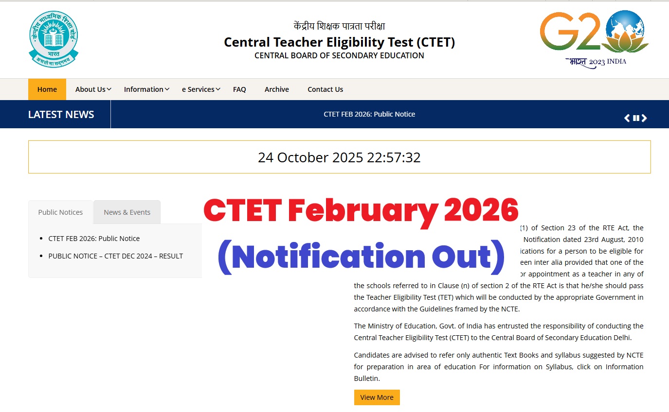 Check CBSE CTET 2026 Exam Date, Apply Online, Eligibility Criteria, Last Date and All Details Here @ctet.nic.in