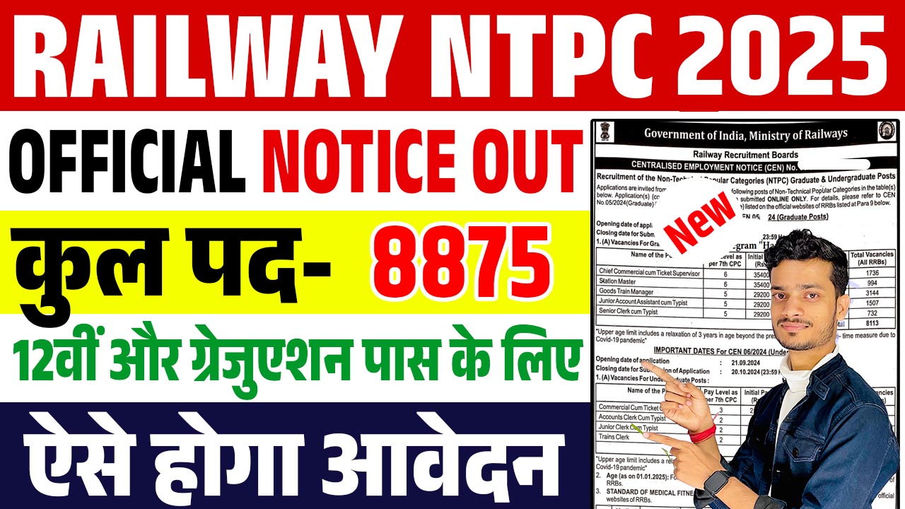 RRB NTPC Recruitment 2025 Online Apply for 8850 Post, Check Eligibility, Vacancy Details, Last Date and How to Apply? etc.