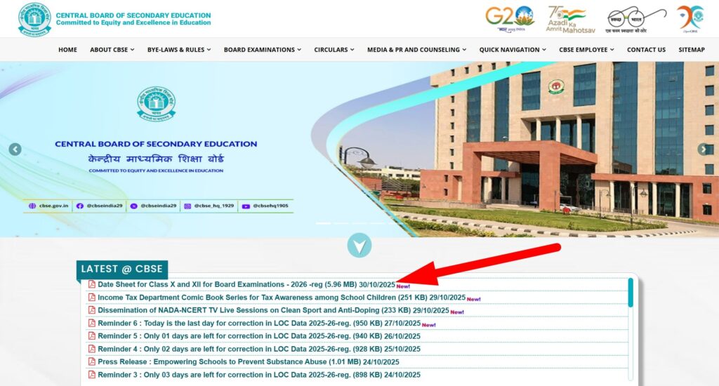 Download PDF CBSE 10th and 12th Exam Date Sheet & Schedule @cbse.gov.in
