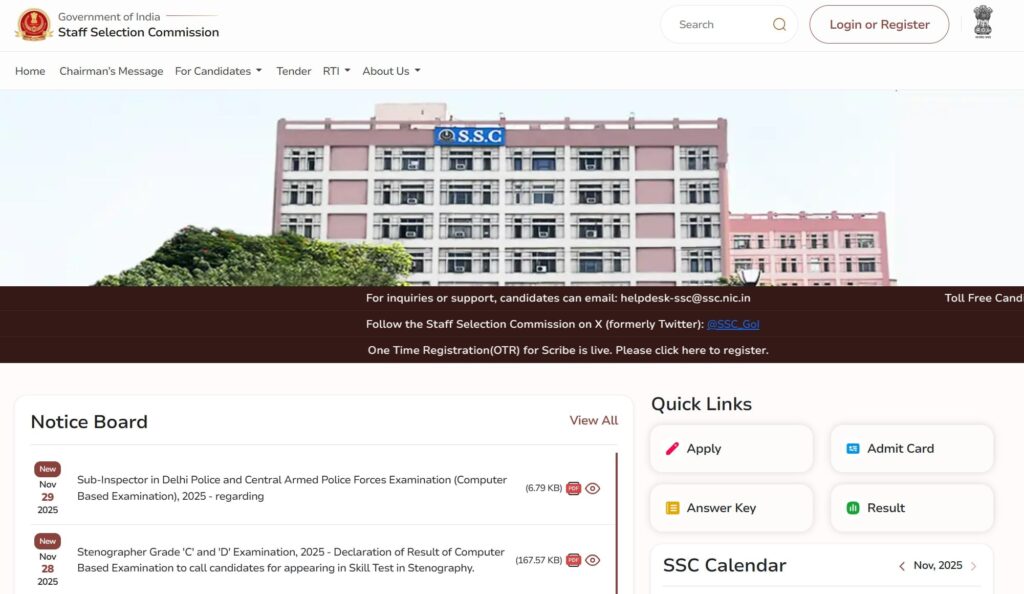 Download SSC CPO SI Exam City Slip, Admit Card and Check Your City Details @ssc.gov.in