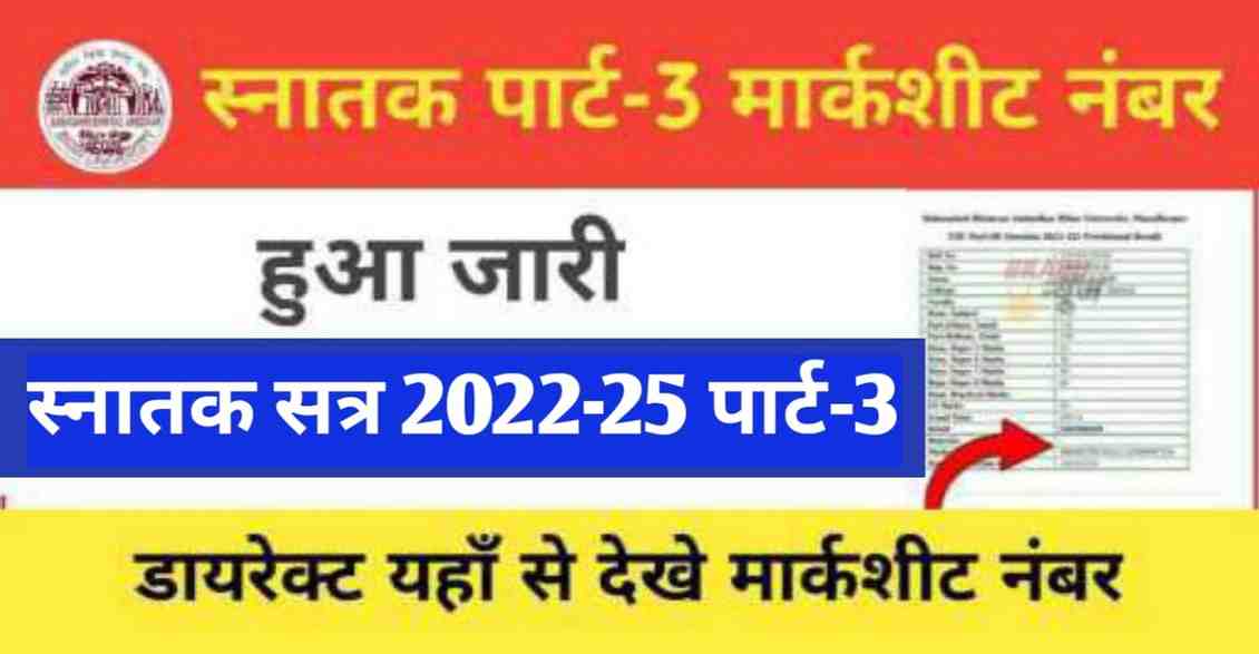 स्नातक पार्ट-3 सत्र 2022-25 मार्कशीट नंबर जारी, यहां से करें चेक