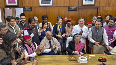 Sonia Gandhi turns 78: Veteran leader celebrates inside Parliament; cuts cake with INDIA bloc MPs | India News