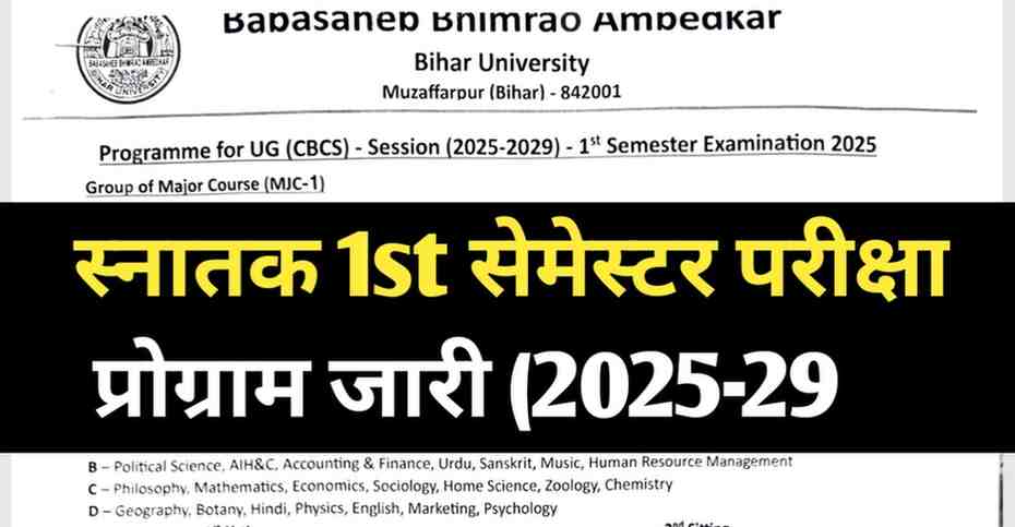 स्नातक 1st सेमेस्टर सत्र 2025-29 परीक्षा शेड्यूल जारी, Pdf करे डाउनलोड