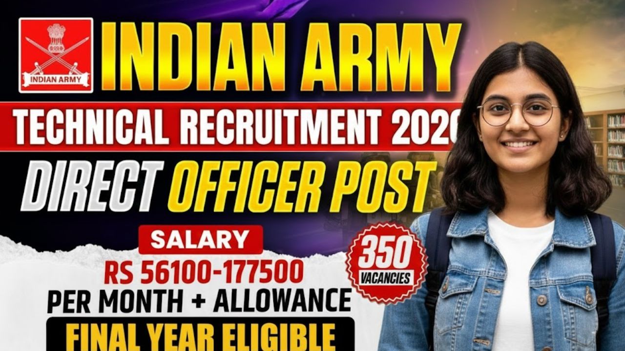 Apply Online for Indian Army SSC Technical 67th Men Exam 2026, Total Post 350, Eligibility, Last Date & Salary